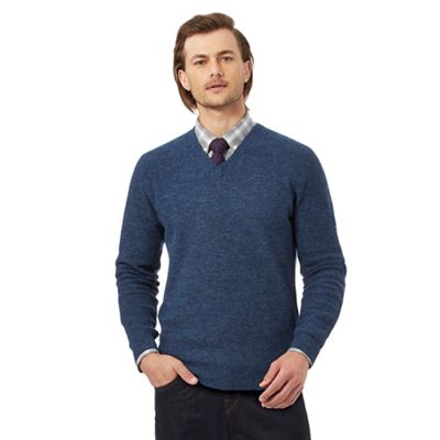 Hammond & Co. by Patrick Grant Big and tall blue wool rich jumper
